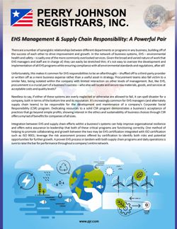 EHS Management & Supply Chain Responsibility: A Powerful Pair