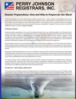 Disaster Preparedness: How and Why to Prepare for the Worst