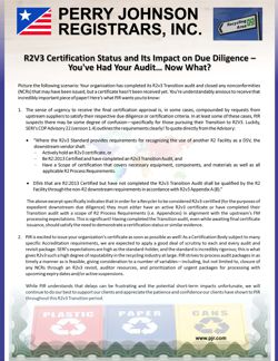 R2V3 Certification Status and Its Impact on Due Diligence