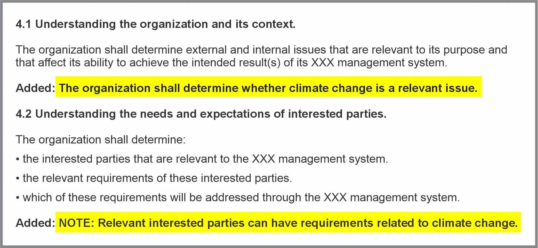 A text list of highlighted changes
